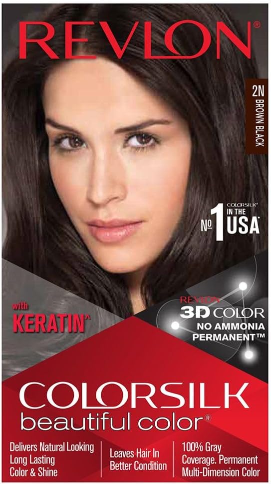 Revlon Colorsilk Hair Color, Ammonia Free Brown Black 2N (40ml)