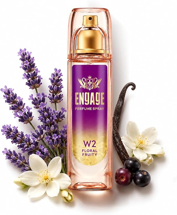 Engage W2 Perfume Spray for Women 120ml | Floral & Fruity |Berries, Orchid, Vanilla | 24 hr Freshness | Long Lasting | No Parabens | No Silicones| Dermatologically Tested |Crafted for Everyday Luxury