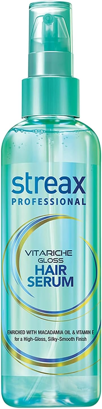 Streax Professional Vitariche Gloss Hair Serum, 200ml|for Dry Frizzy Hair|for Women|Enhance Shine and Smoothness, Anti Frizz |With Vitamin E & Macadamia Oil| For Curly Hair, Straight Hair, Wavy Hair