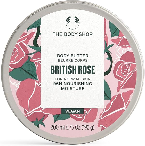 The Body Shop British Rose Body Butter | 96-Hour Deep Moisture | Softens Skin with Rose & Shea Butter Extract | Non-Greasy Cream | Dermatologically Tested | Perfect for Normal Skin | 200ml