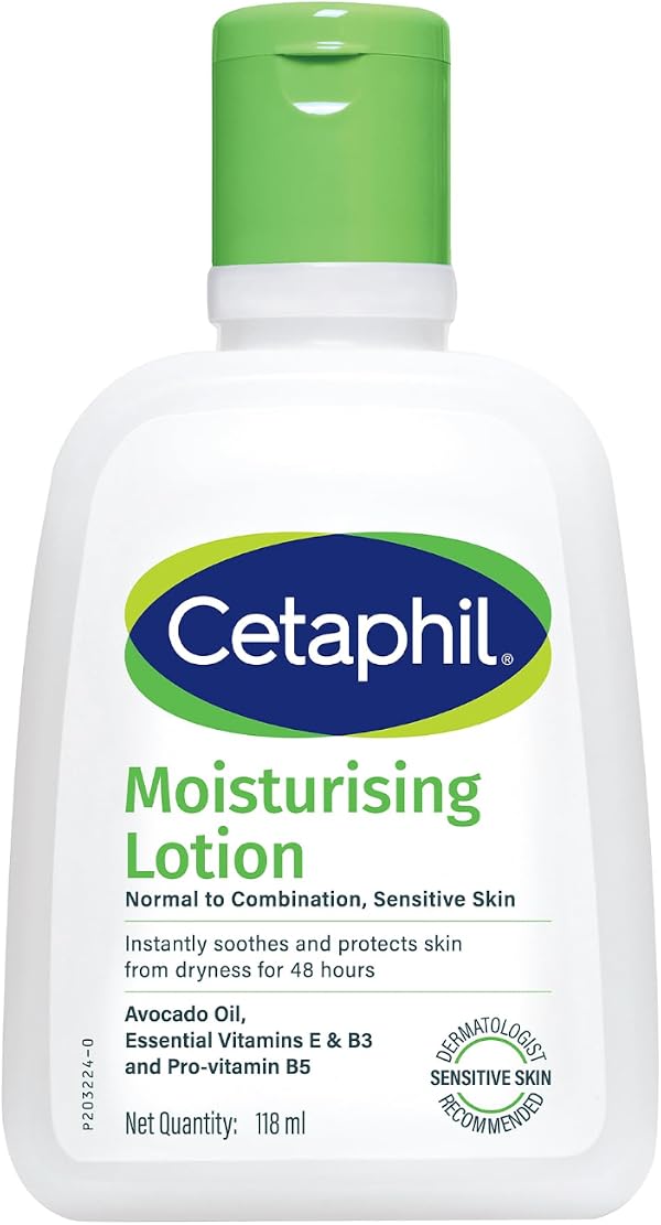 Cetaphil Moisturising Lotion 118 ml for Dry to Normal & Sensitive Skin | 48H Hydration with Niacinamide, Panthenol & Glycerin | Fragrance-Free, Non-Greasy, Dermatologist Recommended, For Face and Body