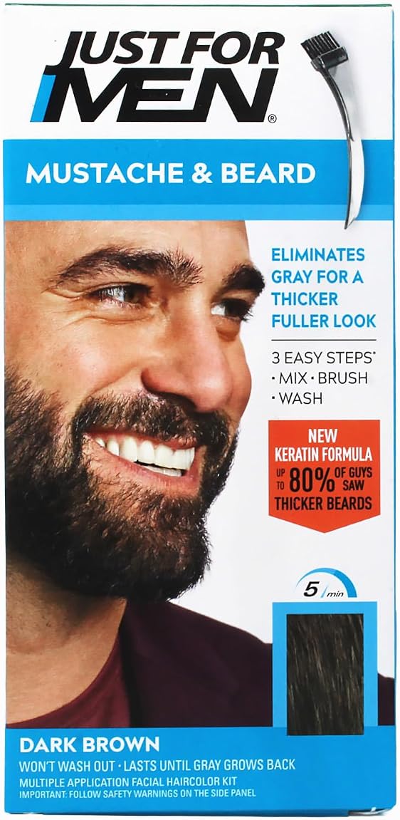 Just For Men Mustache & Beard Brush-In Color Gel M-45 Dark Brown 1 Kit