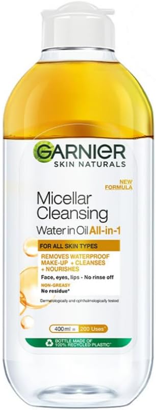 Garnier Micellar Oil-Infused Cleansing Water for Waterproof Makeup, 400ml