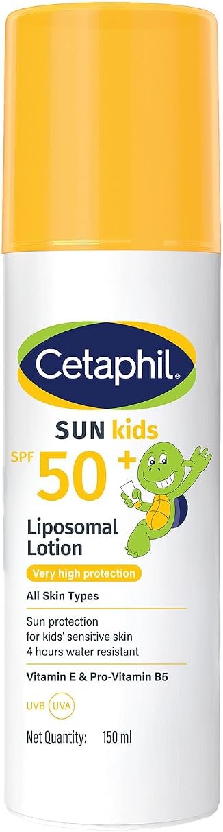 Cetaphil Sun Kids Liposomal Lotion SPF 50+ 150 ml– Very High Protection Broad-Spectrum UVA/UVB Sunscreen for Kids - Water-Resistant, Hypoallergenic & Fragrance-Free - Liposomal Hydrating Lotion for Sensitive Skin