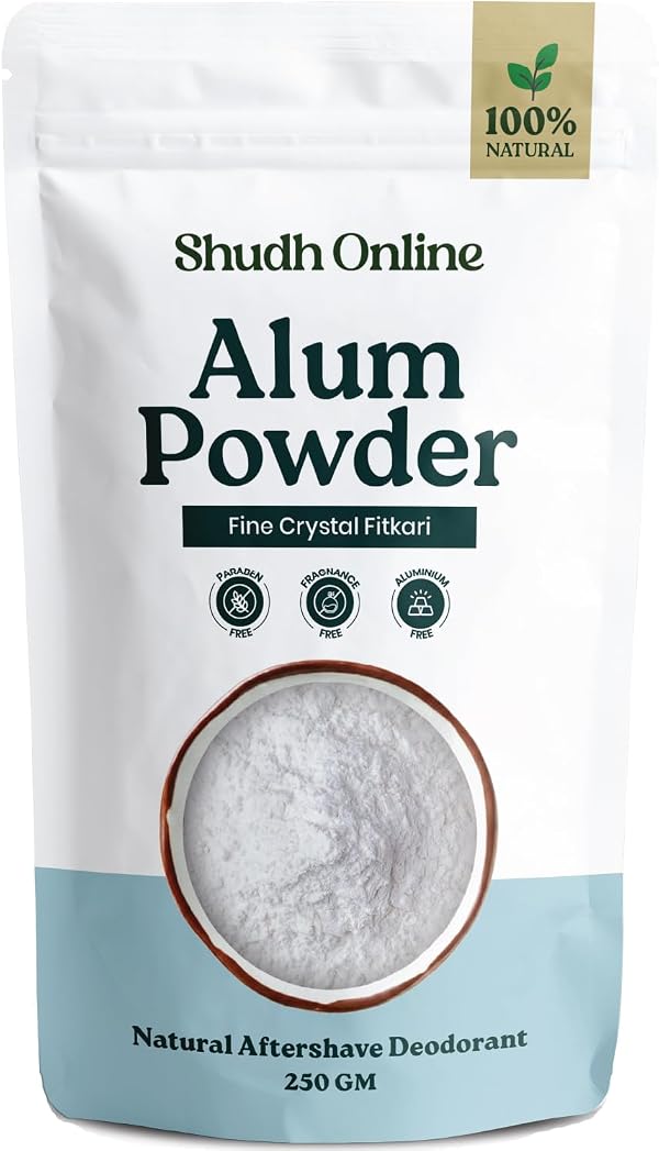 Shudh Online Alum Powder for Face Organic, Fitkari Powder for Face (250 g), Pure Phitkari Alum Stone for Skin, Padikara Kal for Teeth, Fitkiri Alam Patika Fitcury, Potash Aalam for Women (250 grams)