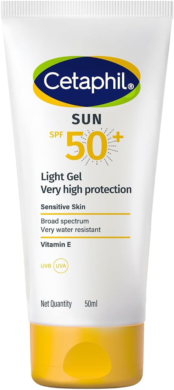 Cetaphil Sun SPF 50 Sunscreen Light Gel 50 ml – Very High Protection SPF 50+ Broad Spectrum UVA/UVB - Lightweight, Non-Sticky Gel - - Water resistant - Fast Absorbing Daily Face Sunscreen for Sensitive Skin - For All Skin Types