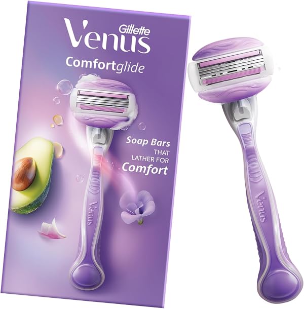 Gillette Venus Comfortglide Hair Removal Razor for Women with Avocado Oils & Body Butter, Freesia Scent, 1 Pc