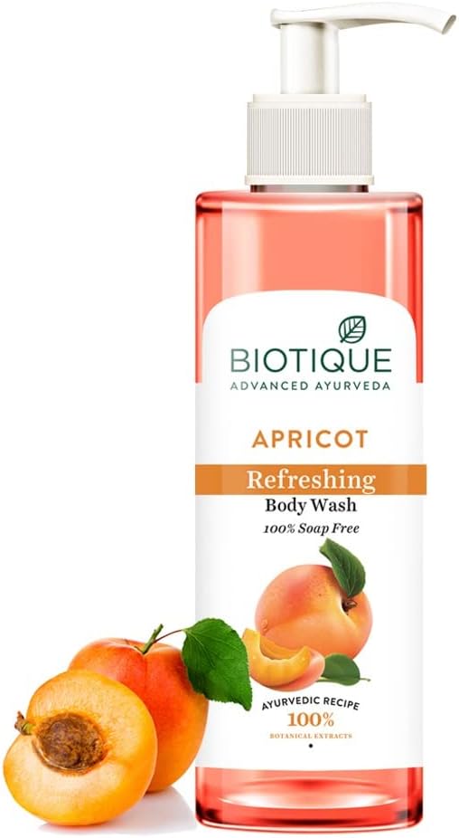 Biotique Apricot Refreshing Body Wash | Keeps Skin Fresh and Clean | Brightens Skin and Reducing Dark Spots | 100% Botanical Extracts | Suitable for All Skin Types | 200ml