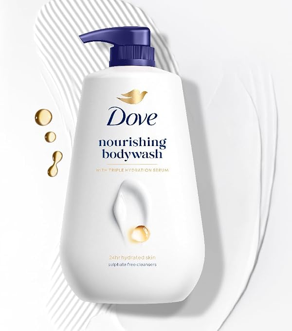 DOVE Nourishing Bodywash, 825ml, for Soft and Smooth Skin, with Triple Hydration Serum & Glycerine, Dermatologically Tested, Paraben-Free, Sulphate-Free