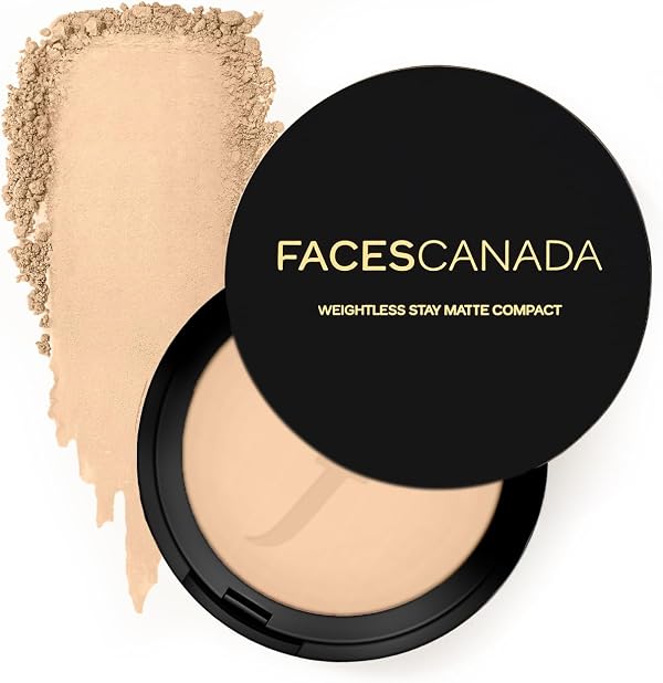 FACESCANADA Weightless Stay Matte Finish Compact Powder - Natural, 9g | Non Oily Matte Look | Evens Out Complexion | Hides Imperfections | Blends Effortlessly | Pressed Powder For All Skin Types
