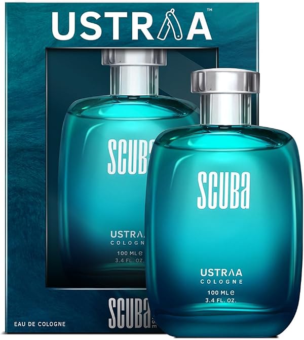 Ustraa Scuba Cologne - 100ml - Perfume for Men | With lively, spicy and deep aquatic notes | Ideal for day occasions | Long-lasting fragrance with no gas