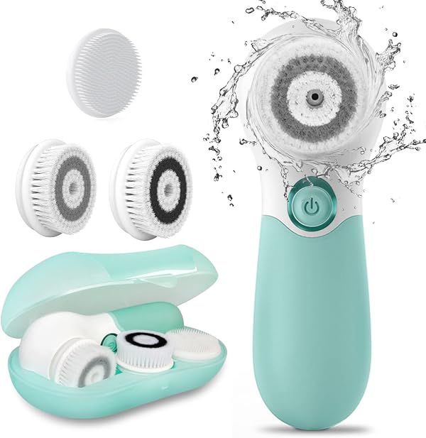 TOUCHBeauty Essentials Rotary Facial Cleanser with 3 Replacement Softening Deep Cleaning Brush Head & Storage Case TB-14838
