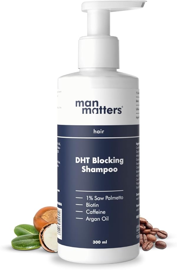 Man Matters Dht Blocking Anti Hair Fall Shampoo, Reduces Hair Fall, Strengthen Hair, With Power Of Caffeine, Saw Palmetto, Argan Oil, & Biotin | 300ml