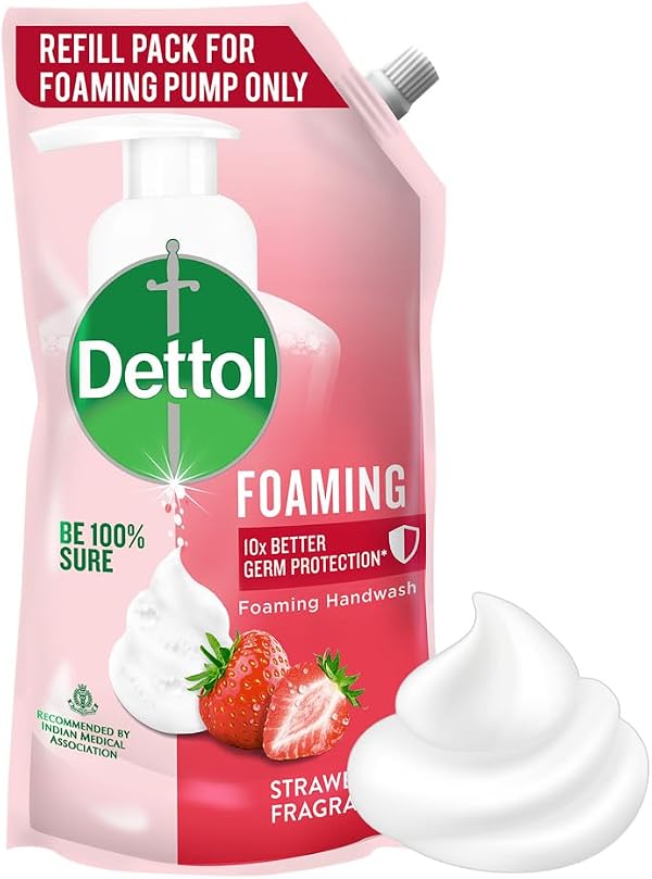 Dettol Foaming Handwash Refill - Strawberry, 700ml | Rich Foam | Moisturizing Hand Wash | Soft on Hands