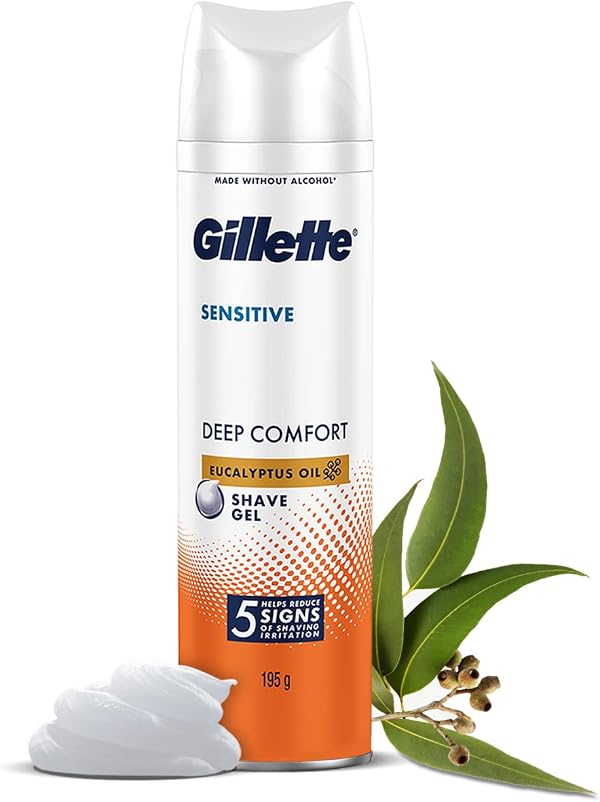 Gillette Sensitive Shave Gel, Deep Comfort | 0% Paraben | 195 grams, White