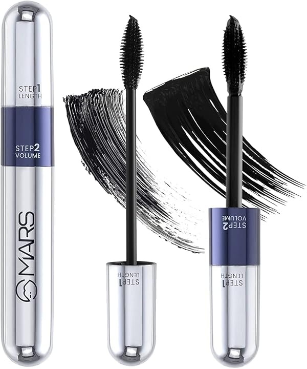 MARS Double Trouble 2-in-1 Mascara (14 ml) | Maximum Volume & Extended Length | Upto 18 Hours | Intense Jet Black | Long Lasting, Clump Free Mascara | Waterproof and Smudge-Proof