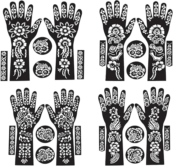 Ivana's Full Hand Mehndi Stencil Design Full Hand Set | Henna Tattoo Stencil for Women, Girls and Kids | Easy to use in just 4 Steps | Mehandi Sticker | (FL-05)