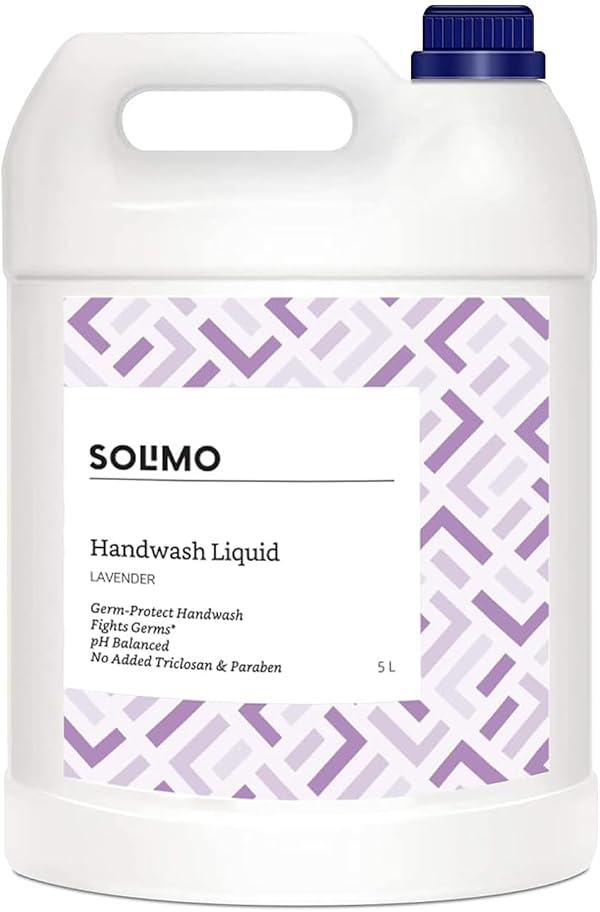 Amazon Brand - Solimo Liquid Handwash, Refill Can | Lavender | 5 Litre | Fights Germs | Ph-Balanced Formula | No Added Triclosan & Parabens