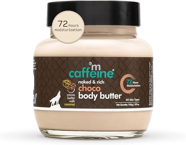 mCaffeine Body Butter for Dry Skin for both Women and Men | Shea Butter Moisturizer with Cocoa Butter & Caffeine | Body Cream for 72Hrs Moisturization | Non-Sticky for All Skin Types (100gm)