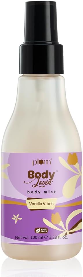 Plum Bodylovin' Vanilla Vibes Body Mist for Women | Long Lasting Vanilla Fragrance with Warm & Cozy Vanila Scent | High on Fun | Travel Friendly Perfume Body Spray - 100ml