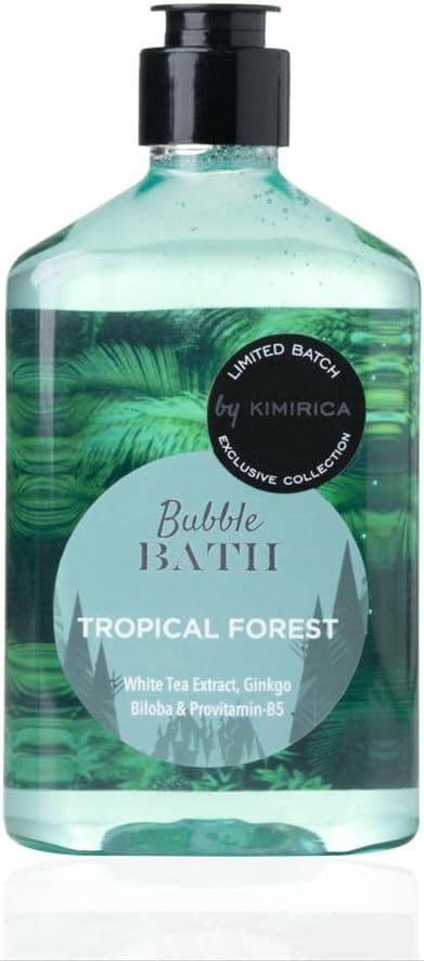 Kimirica Bubble Bath Bottle, 100% Vegan and Paraben Free with Goodness of Ginkgo Biloba & White Tea Extracts, Pro-Vitamin B5, Aloe Vera & Vitamin E (270ml)