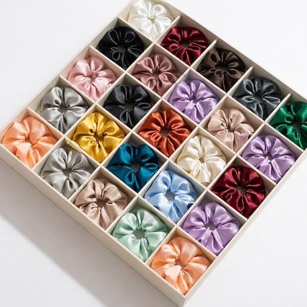SIMMI Classic Satin Silk Scrunchies For Women And Girls Set Of 12 Scrunchie for Less Hair fall Hairbands Rubber Band Scrunchies For Girls Best Gift For Mom, Sister And Girlfriend