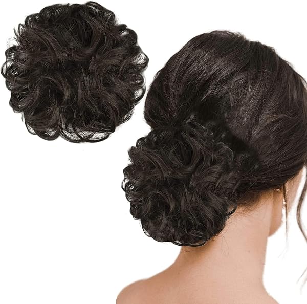 TEMPERIA Hair Accessories For Women Stylish - Juda Hair Buns for Women - Messy Bun Hair Extension - Artificial Fake Hair Donuts Bun Maker Scrunchies - With Elastic Rubber band - Natural Brown - 1 Pcs