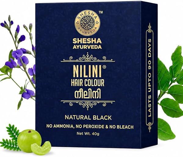 SHESHA AYURVEDA Nilini Hair Colour - Ayurvedic, No Ammonia, No Peroxide, No Perborates, No Bleach,Natural Black Colour (40g)