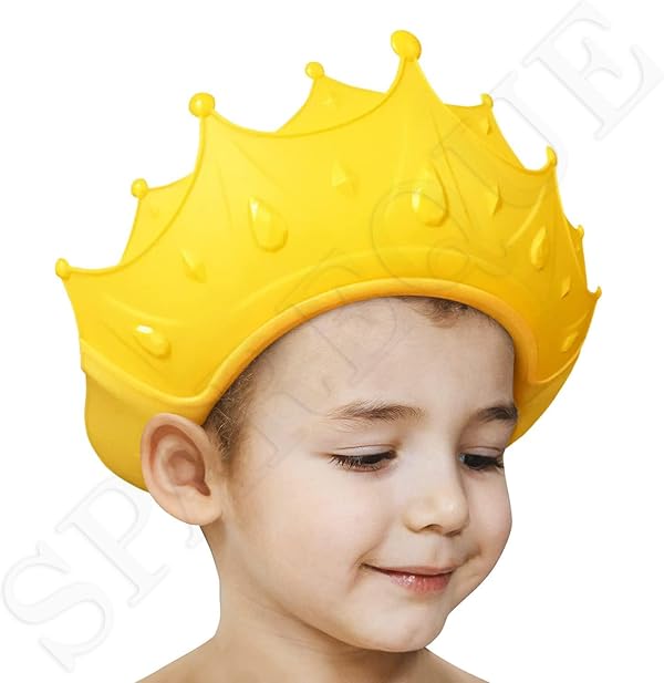 SPAREQUE Baby bath Shower Cap,Bath Visor hat for Eye and Ear wash Protection,Adjustable Silicone Bathing Crown Waterproof Shampoo hat for Washing Hair, Shower Bathing Protection Bath Cap for Toddler, Baby, Kids, Children(MULTI COLOUR)