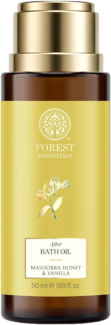 Forest Essentials After Bath Oil Mashobra Honey & Vanilla | After Shower on Wet Skin | Keeps Skin Hydrated | For Lightly Scented & Soft Skin | For Daily Use