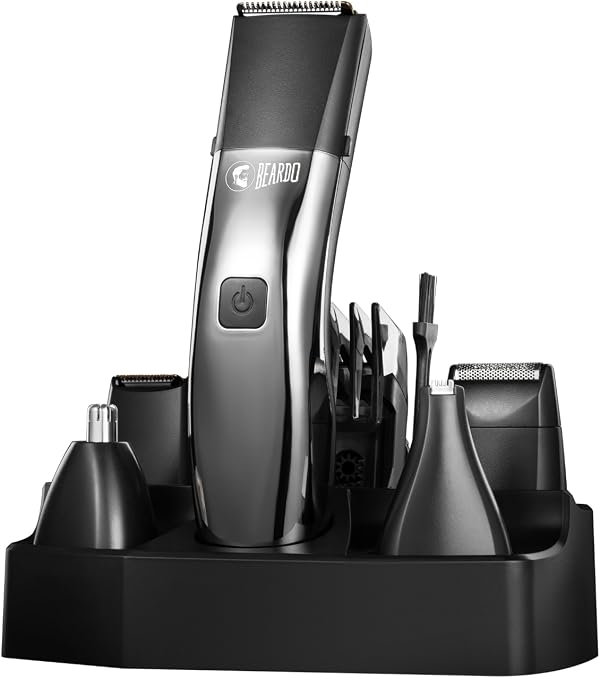 Beardo Chrome Beast Multipurpose Full Body Groomer Trimmer Set For Men | 40 Length Settings | 8 attachments | Beard/Hair/Body/Precision/Ear/Nose Trimmer|With Dock|90 min. run time | All-in-1 trimmer