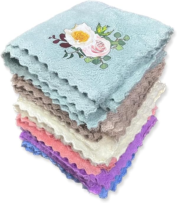 Face Towel/Handkerchief/Rumal Microfiber Small Size -Pack of 12 Pieces - Soft and Super Absorbent Face Towels for Women's, Kids and Newborn Babies - 25x25 CM - 1 Dozen