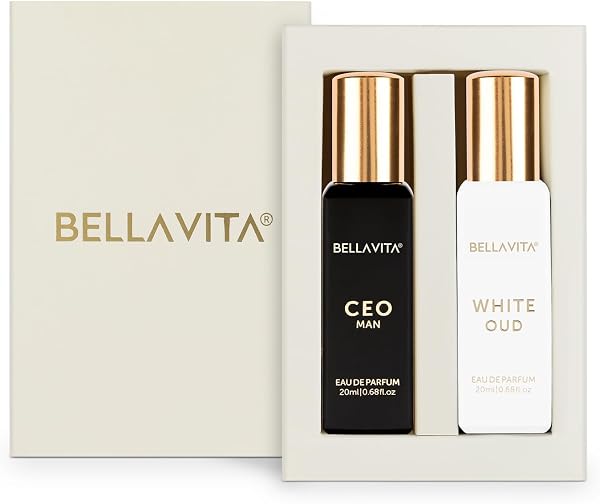 BELLAVITA CEO MAN and WHITE OUD Unisex | Long Lasting Perfume Unisex | Eau De Parfum pack of 2x20ml each | Tonka, Agarwood & Orange | Woody, Spicy & Citrus Premium Fragrance