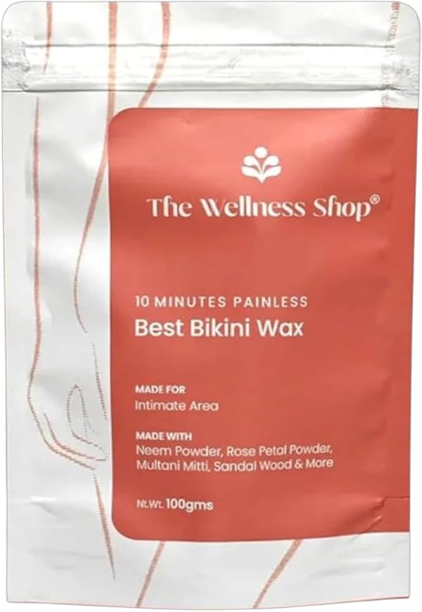 The Wellness Shop - Bikini Wax Powder 10 Minutes Herbal Hair Removal Wax Easy to use at home, No chemicals - No Irritation, No Skin rashes for Women and Girls (100g) (Bikini Wax)