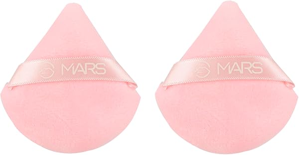 MARS Pizza Powder Puff for Face Makeup | Dual Side Application | For Loose & Pressed Powder Application | Easy to Clean and Handle | Triangle Powder Puff with strap (Pack of 2)