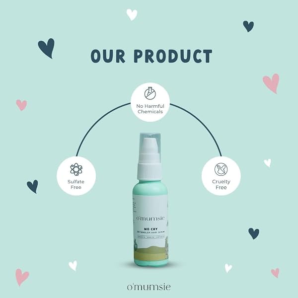 omumsie - Detangler Hair Serum For Kids, Extra Moisturizing For Curly Hair Keeping Hair Frizz-Free & Soft As Silk Neroli Oil & Grapeseed Oil With Silk Proteins, 50ml | Pack of 1