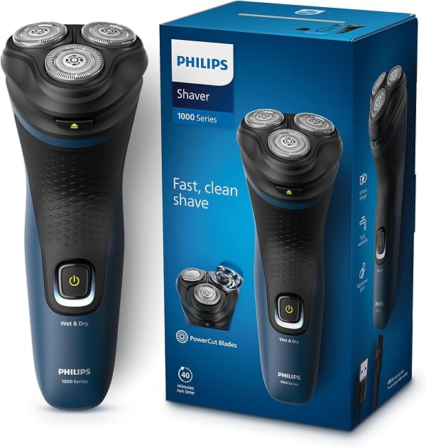 Philips Electric Shaver for Man| 3D Flex Heads| 27 Self-Sharpening Blades| ComfortCut |100% Waterproof IPX7, 40 Mins Runtime, 2yr warranty | S1151/03