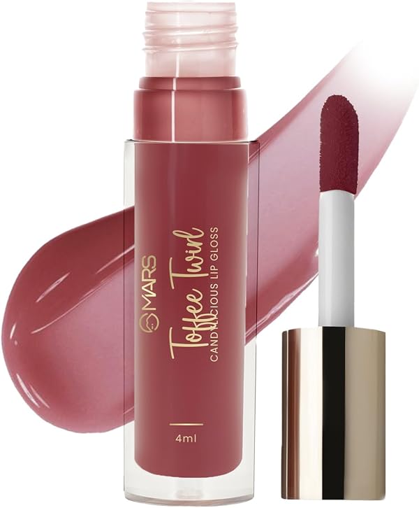 MARS Candylicious Sheer Lip Gloss for Women | Hydrating & High Shine | Lightweight | Non-Sticky | Enriched with Vitamin-E, Hyaluronic Acid & Avocado Ester (4.0ml) (11-TOFFEE TWIRL)