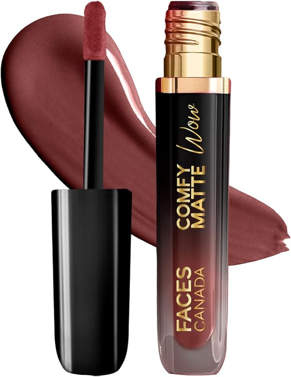 FACES CANADA Comfy Matte Wow Liquid Lipstick - Cocoa Crush 07 (Brown) 3.8ml | One Swipe Application | Highly Pigmented | Comfortable Wear | Glides Smoothly | Long Lasting | Transferproof, Smudgeproof & Waterproof