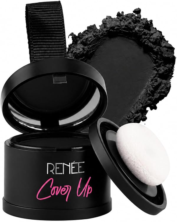 RENEE Cover-Up Hair Powder - Black | Covers Grey Roots & Bald Spots Instantly | Highly Pigmented, Fuller & Denser Look | Long-Lasting | Matte Finish | Fine Powder | Flawless Application | 4gm