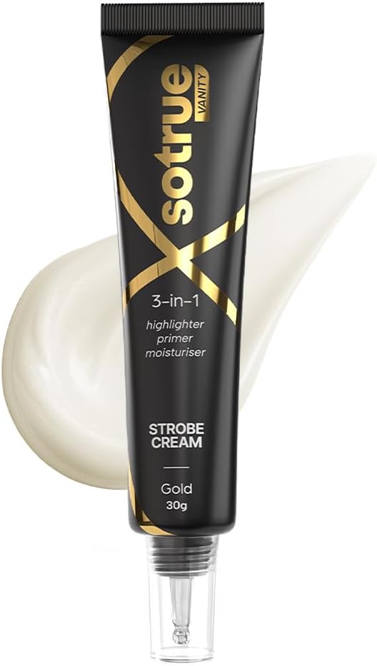 Sotrue Strobe Cream Gold, 30g | Primer, Highlighter & Moisturizer | 3 in 1 Illuminating Makeup Base | Japanese Sakura & Hyaluronic Acid | Dewy Glazed Instant Glow