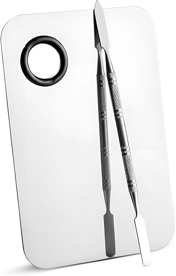 Makeup Mixing Palette - Stainless Steel Cosmetic Palette With Spatula Tool For Professional Beauty Product Mixing