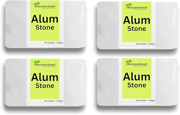 Alum Stone Bar 400g Natural Fitkari Stone for Skin Tightening & Water Purification | Crystal White Alum Bar for Underarms & Shaving | Gentle & Effective Pack of 100g x 4