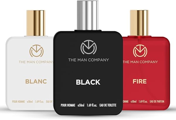 The Man Company Eau de Toilette Trio Perfume Gift Set , 50ml each - Fire, Blanc, Black | EDP & EDT Perfume for Man | Premium Luxury Long-Lasting Perfume Spray | Valentine Gift For Him | fresh scent for daily office wear | Valentine gift Set