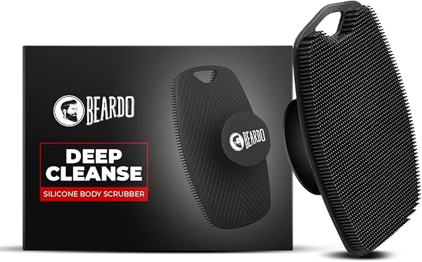 Beardo Silicone Body Scrubber Bath Brush for Men | Cleanses, Exfoliates & Removes Dead Skin | Super Soft Silicone Bristles | Lathers Well | Ergonomic No-Slip Handle, Body Scrubber for Men