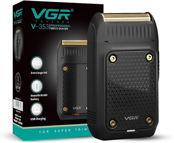 VGR V-353 Professional Electric Ultra Thin Shaver Rechargeable Razor for Face Care Beard Trimmer Reciprocating Blade with USB Travel Shaver, Men's Electric Razor, 2 Years Warranty (Black)