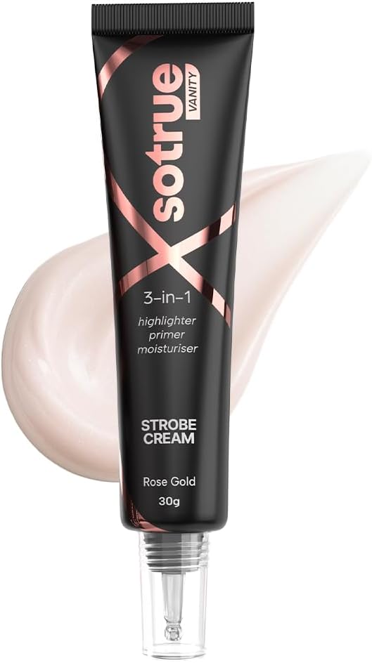 Sotrue Strobe Cream Rose Gold, 30g | Primer, Highlighter & Moisturizer | 3 in 1 Illuminating Makeup Base | Japanese Sakura & Hyaluronic Acid | Dewy Glazed Instant Glow