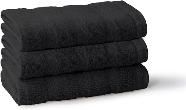 MYTRIDENT Reversible Quick Dry Wash Towels | 400 GSM | 100% Cotton | High Absorbence | Ultra Soft | 3 Pc Wash Towels | 33cm X 33cm | Black