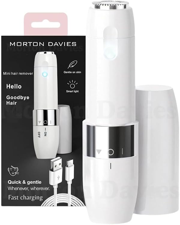 Face Mini Hair Remover Electric Facial Hair Remover for Women, Quick, Instant, Gentle, Painless, Smooth Skin for Upper Lips, Chin, Cheeks, Peach Fuzz (White)