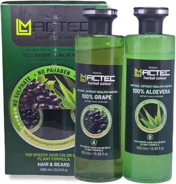 Mistline Mactec Herbal Hair Colour & Beard Dye | Ammonia Free | Natural Grape & Aloe Vera Extract – 1000ml
